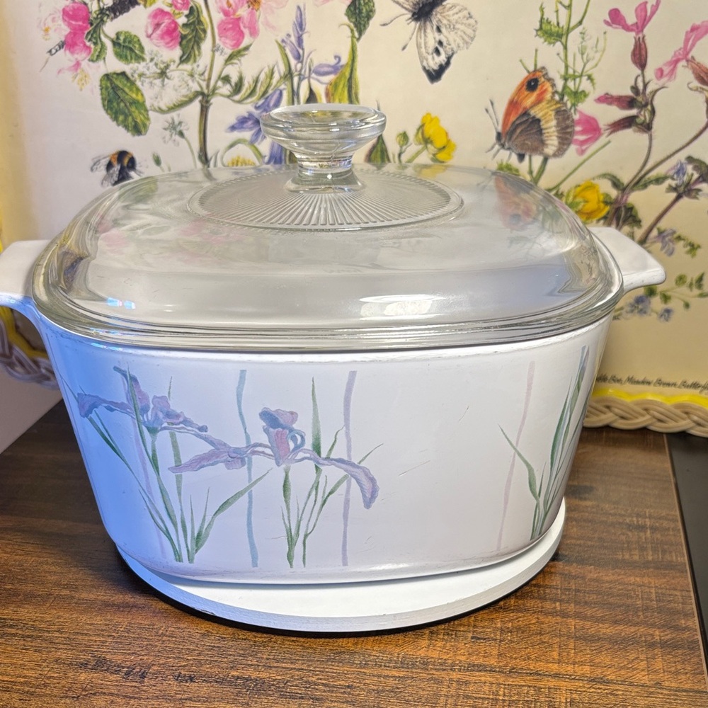 Floral Glass Lid Casserole Dish